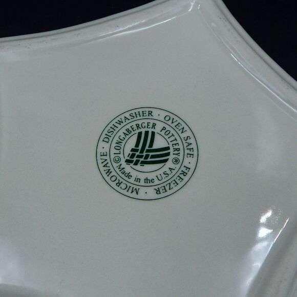 Longaberger Pottery Large Star Dish Traditional Holly Christmas Pattern - Picture 6 of 13